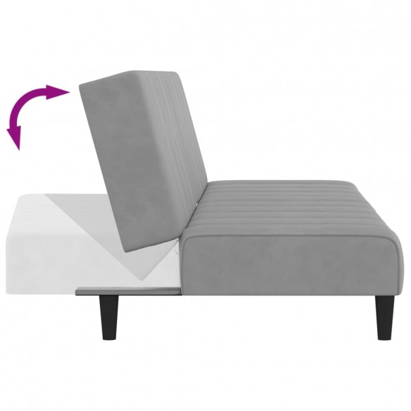 Canapé-lit à 2 places gris clair velours