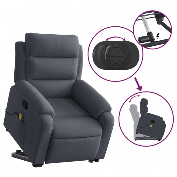 Fauteuil de massage inclinable Gris foncé Velours