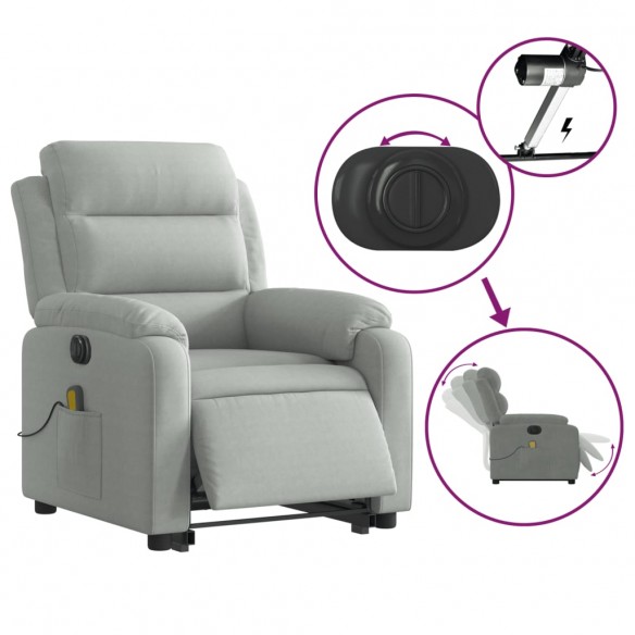 Fauteuil inclinable de massage électrique gris clair velours