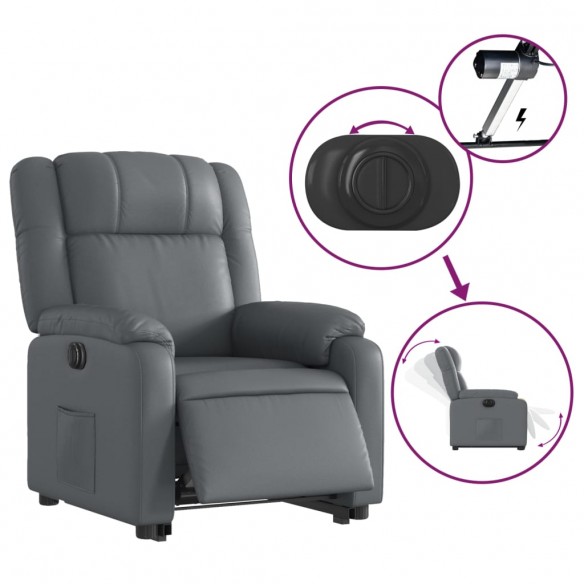 Fauteuil inclinable électrique gris similicuir