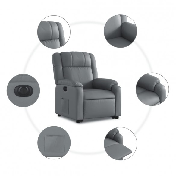 Fauteuil inclinable électrique gris similicuir