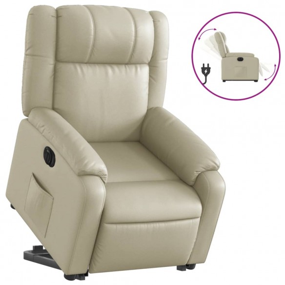 Fauteuil inclinable électrique crème similicuir