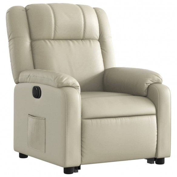 Fauteuil inclinable électrique crème similicuir