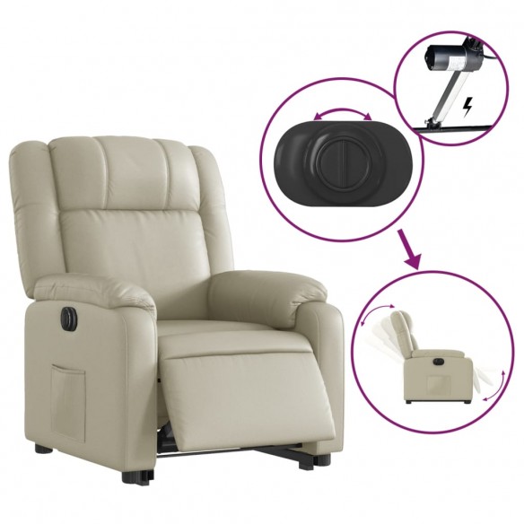 Fauteuil inclinable électrique crème similicuir