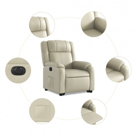 Fauteuil inclinable électrique crème similicuir