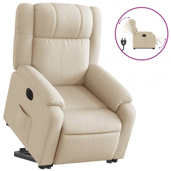 Fauteuil inclinable électrique crème tissu