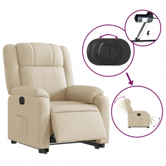 Fauteuil inclinable électrique crème tissu