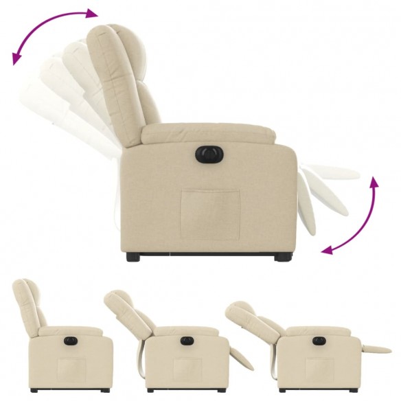 Fauteuil inclinable électrique crème tissu