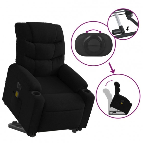 Fauteuil inclinable de massage électrique Noir Tissu