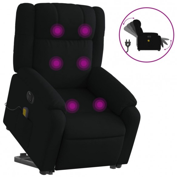 Fauteuil inclinable de massage électrique Noir Tissu