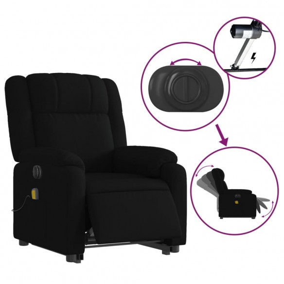 Fauteuil inclinable de massage électrique Noir Tissu