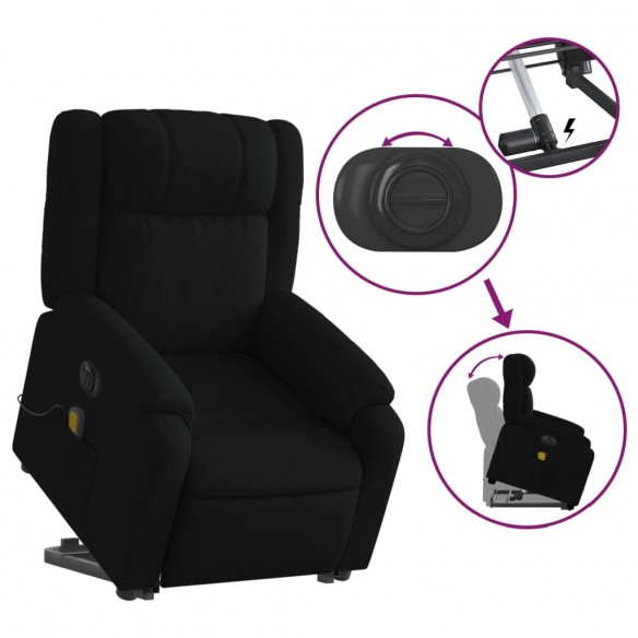 Fauteuil inclinable de massage électrique Noir Tissu