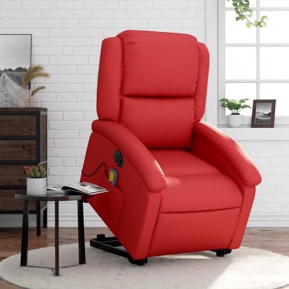 Fauteuil inclinable de massage électrique rouge similicuir