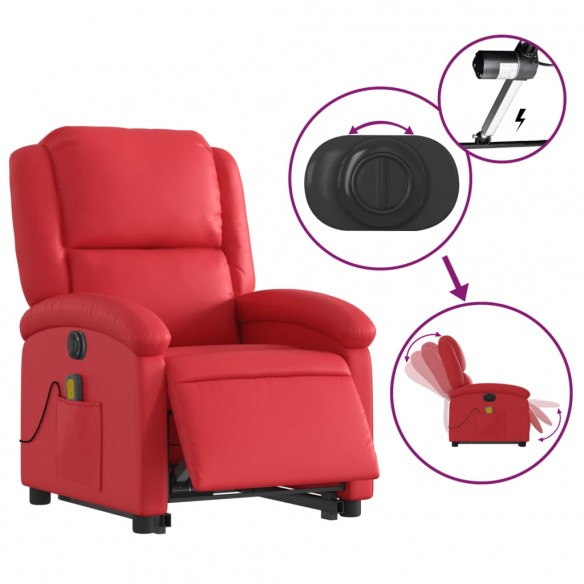 Fauteuil inclinable de massage électrique rouge similicuir