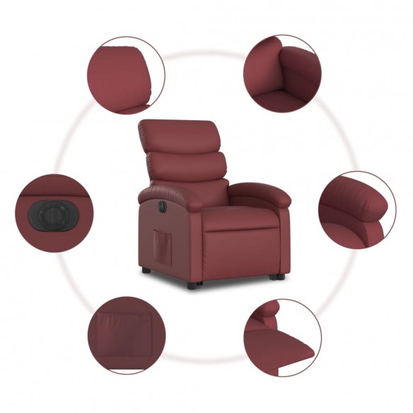 Fauteuil inclinable électrique rouge bordeaux similicuir