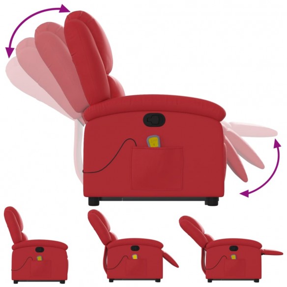 Fauteuil inclinable de massage Rouge Similicuir