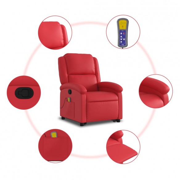 Fauteuil inclinable de massage Rouge Similicuir