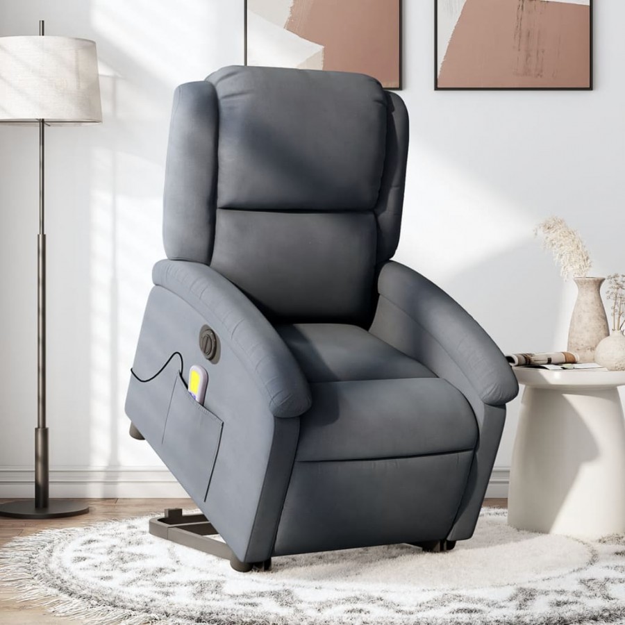 Fauteuil inclinable de massage électrique gris foncé velours