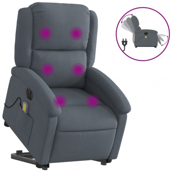 Fauteuil inclinable de massage électrique gris foncé velours