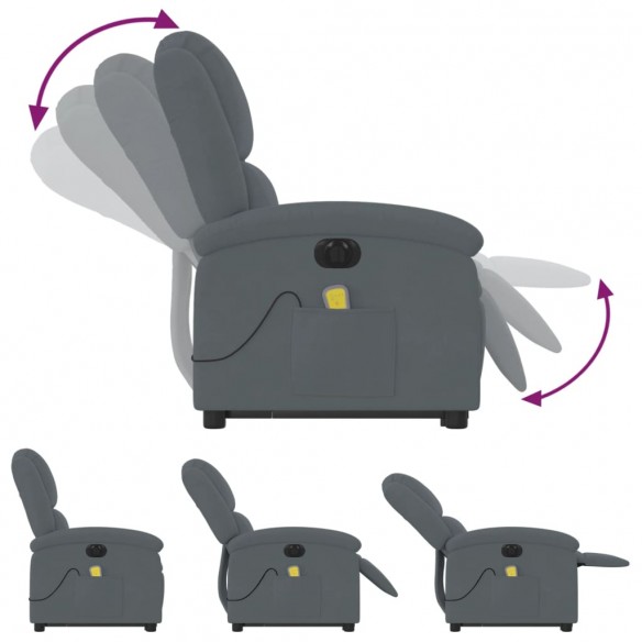 Fauteuil inclinable de massage électrique gris foncé velours