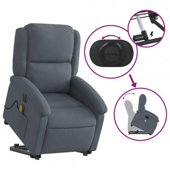 Fauteuil inclinable de massage électrique gris foncé velours