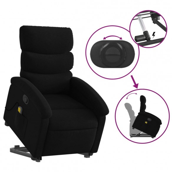 Fauteuil de massage inclinable Noir Tissu