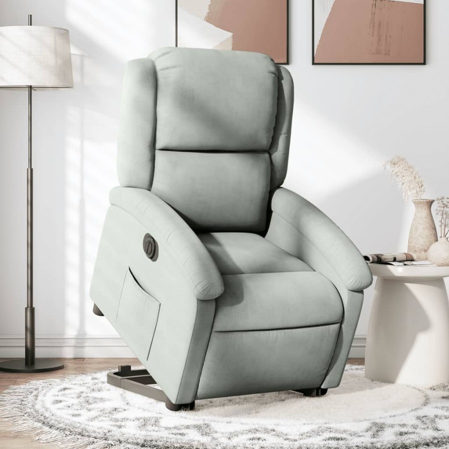 Fauteuil inclinable électrique gris clair velours