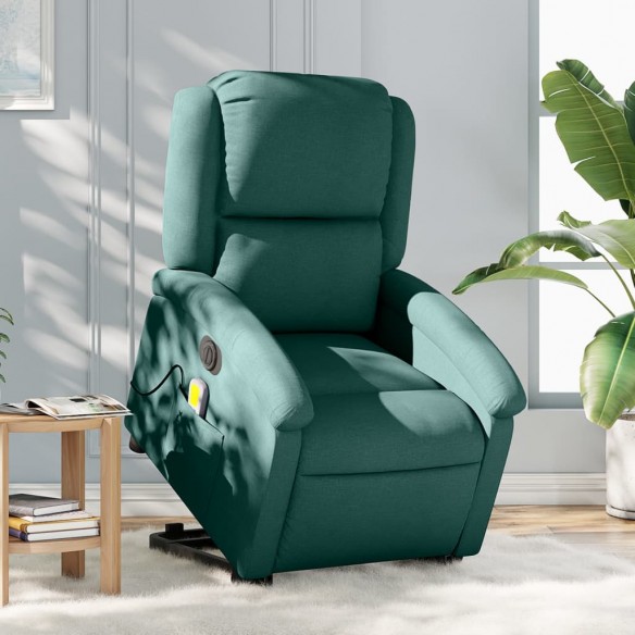 Fauteuil inclinable de massage électrique Vert foncé Tissu