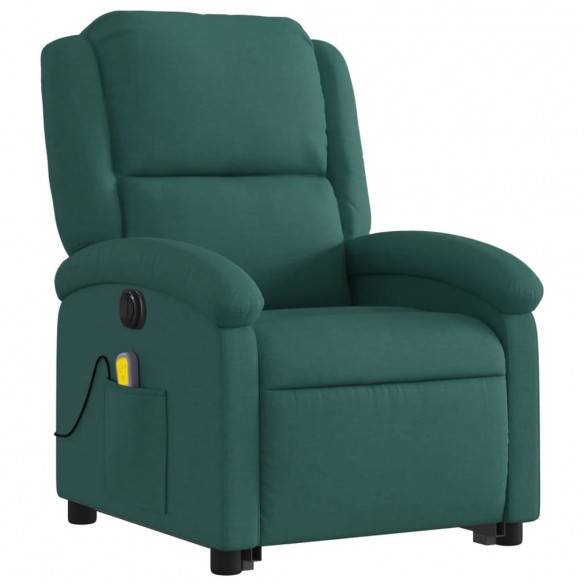 Fauteuil inclinable de massage électrique Vert foncé Tissu