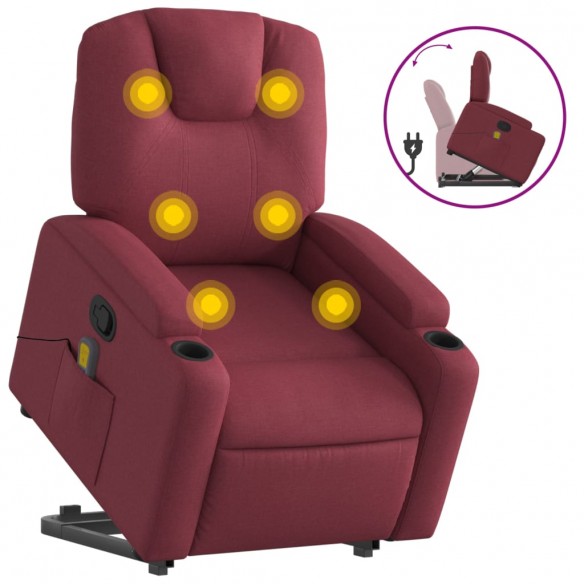 Fauteuil inclinable de massage Rouge bordeaux Tissu