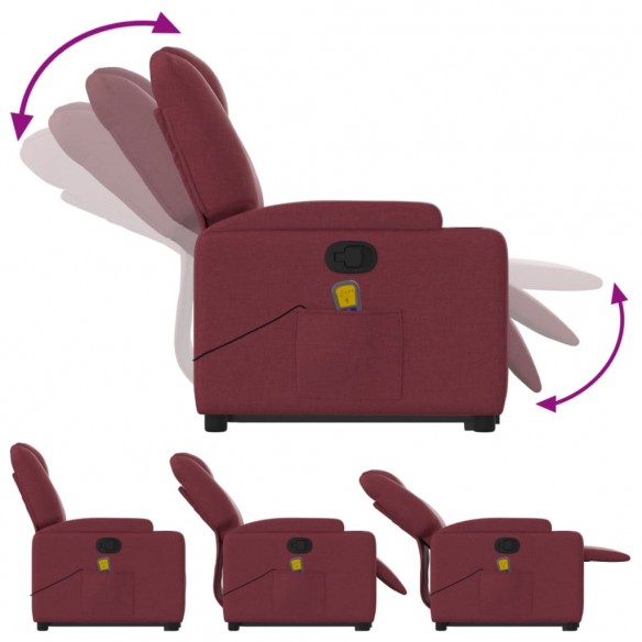 Fauteuil inclinable de massage Rouge bordeaux Tissu