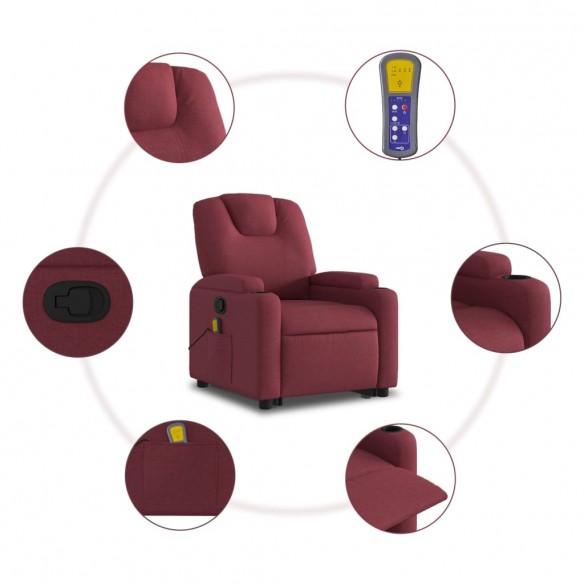 Fauteuil inclinable de massage Rouge bordeaux Tissu