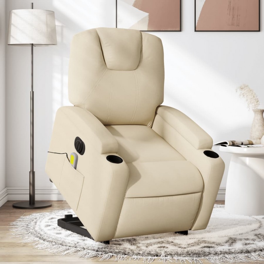 Fauteuil inclinable de massage électrique Crème Tissu