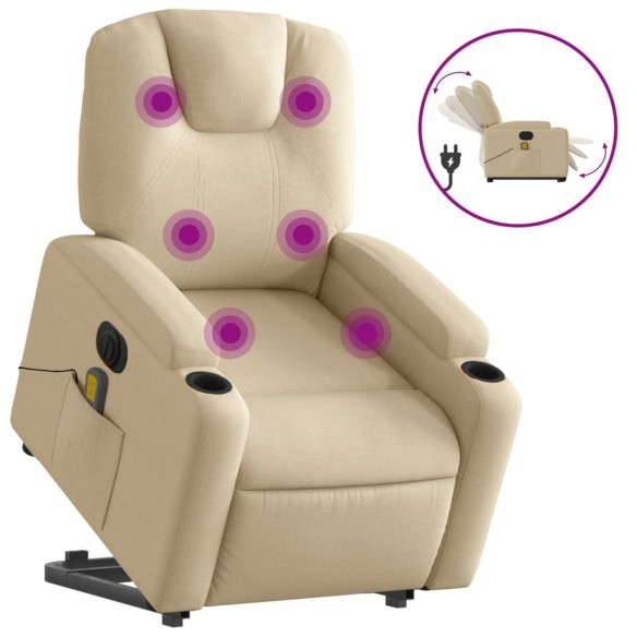 Fauteuil inclinable de massage électrique Crème Tissu