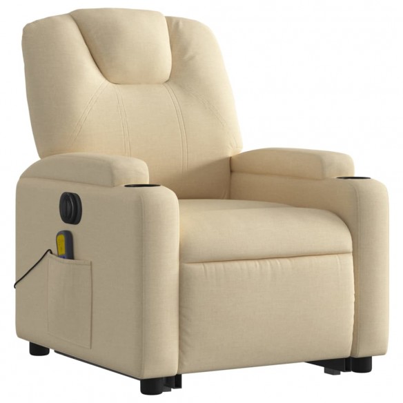 Fauteuil inclinable de massage électrique Crème Tissu