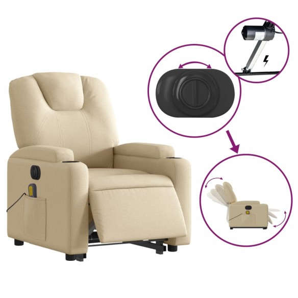 Fauteuil inclinable de massage électrique Crème Tissu