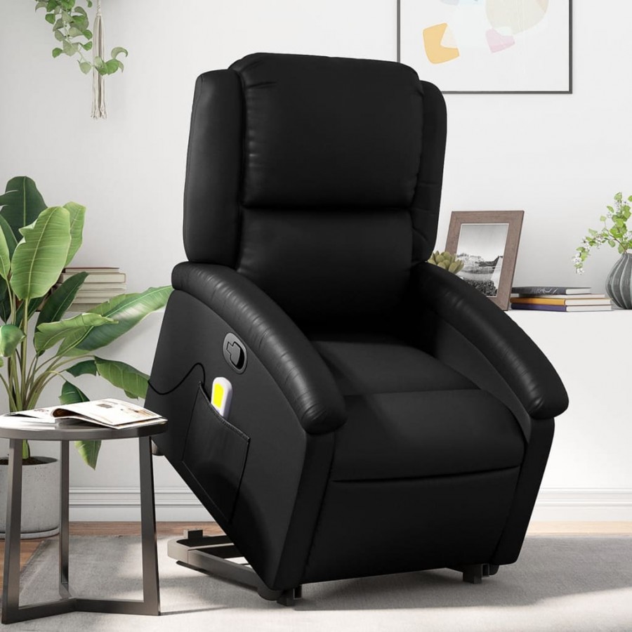 Fauteuil inclinable de massage Noir Similicuir