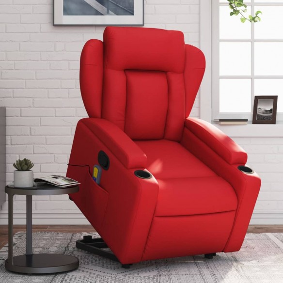 Fauteuil inclinable de massage Rouge Similicuir