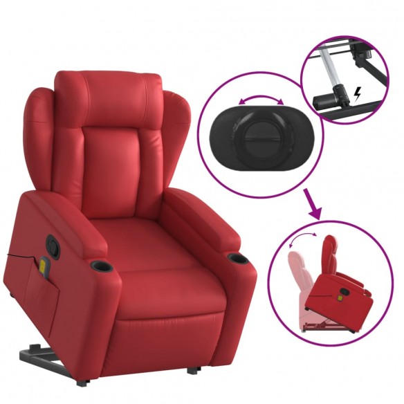 Fauteuil inclinable de massage Rouge Similicuir