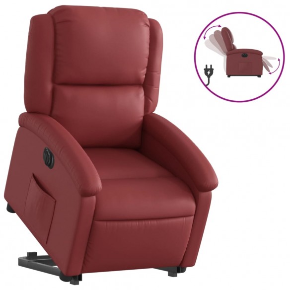 Fauteuil inclinable électrique rouge bordeaux similicuir