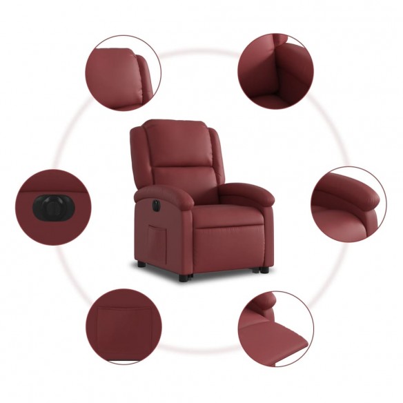 Fauteuil inclinable électrique rouge bordeaux similicuir