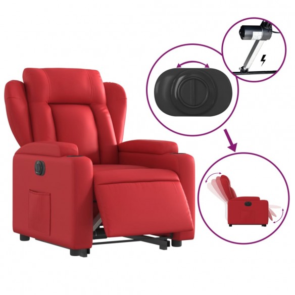 Fauteuil inclinable électrique rouge similicuir