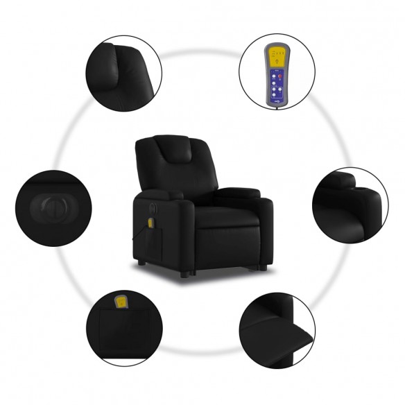 Fauteuil inclinable de massage électrique noir similicuir