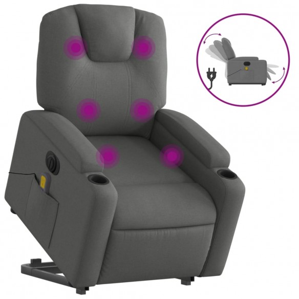 Fauteuil inclinable de massage électrique Gris foncé Tissu