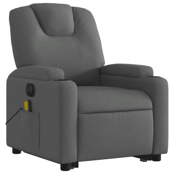 Fauteuil inclinable de massage électrique Gris foncé Tissu