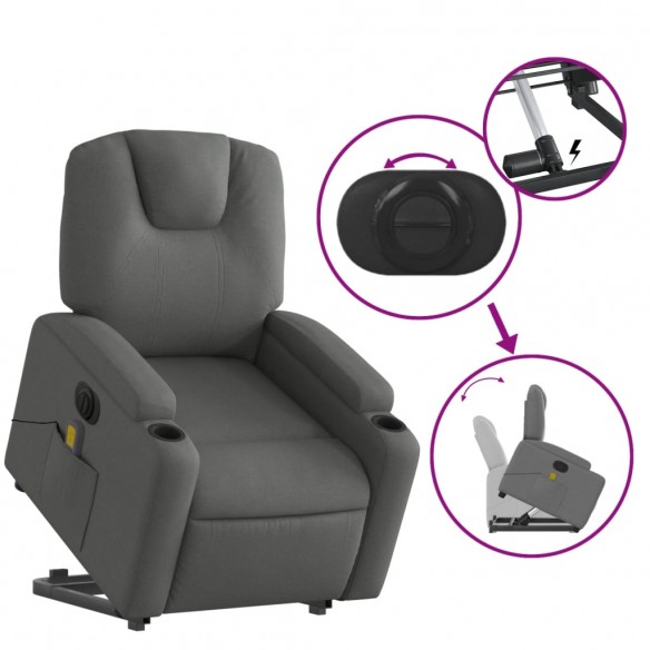 Fauteuil inclinable de massage électrique Gris foncé Tissu