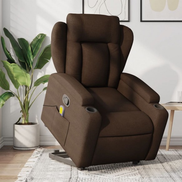 Fauteuil de massage inclinable Marron Tissu