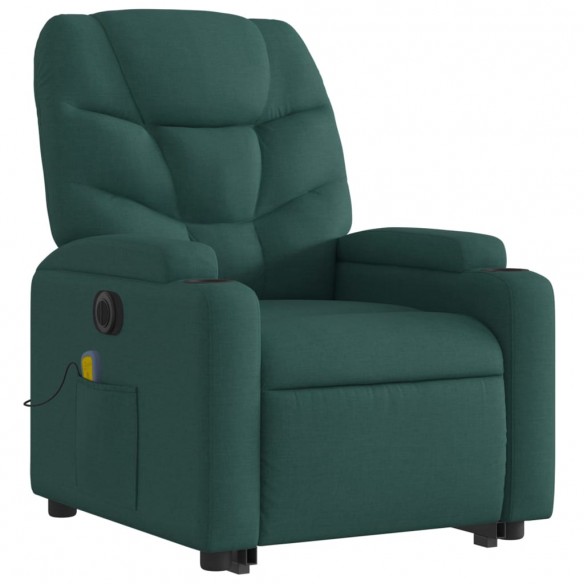 Fauteuil inclinable de massage électrique Vert foncé Tissu