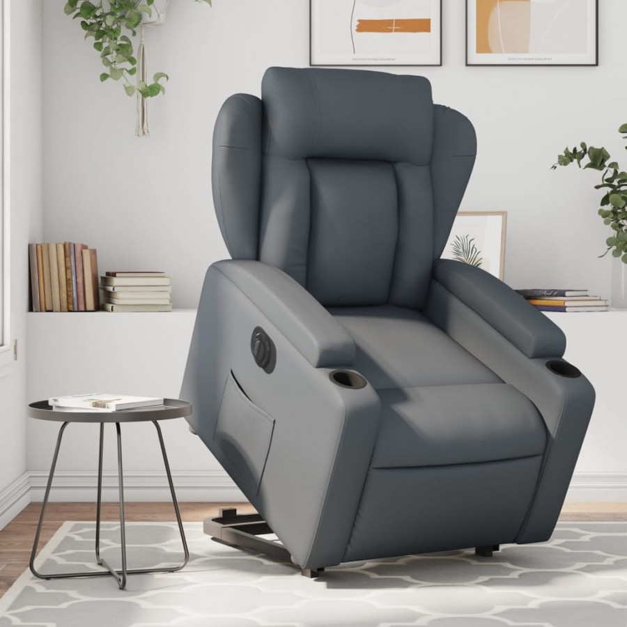 Fauteuil inclinable électrique gris similicuir