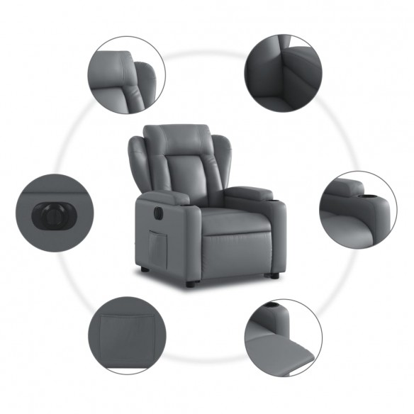 Fauteuil inclinable électrique gris similicuir